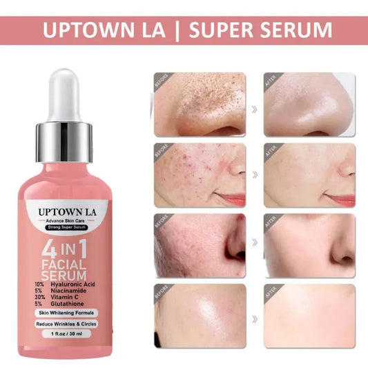 UPTOWN LA 4IN1 Super Skin Glowing Serum | 5% Niacinamide, 30% Vitamin C 10%, Vitamin E 10% & HA | 30 ml